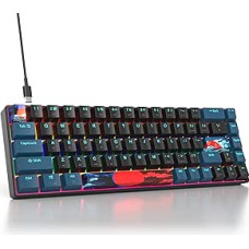 SOLIDEE Mechanical Gaming Keyboard 65%, 68 Keys with Linear Red Switch, Wired Mechanical Keyboard with LED Backlight, Mixed Light Compact Keyboard (68 Monstor(B))