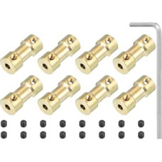PATIKIL Žalvario veleno jungtis nuo 3 mm iki 5 mm, 8 variklio veleno jungties prailginimo jungčių pakuotė, standi įvorė, adapterio jungtis su varžtais, skirta RC automobilių padangų veleno varikliui