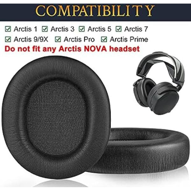 SOULWIT professional replacement ear pads for SteelSeries Arctis 1/Arctis 3/Arctis 5/Arctis 7/Arctis 7P/Arctis 9X/Arctis Pro headset noise isolating foam protein leather
