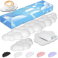 JIKIOU Upgrade Leather Cloud Keyboard Wrist Rest, debesų riešo atrama su neslystančiu PU pagrindu, patogi atminties putų riešo atrama kompiuterio nešiojamajam kompiuteriui 