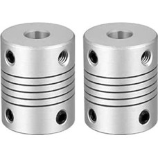 2 x 5 mm iki 6 mm aliuminio lydinio veleno jungtis Lanksti jungtis Variklio jungtis L25 x D19 Sidabrinė