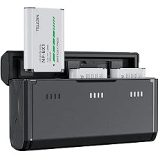 TELESIN 2 pakuočių NP-BX1 akumuliatorius ir 3 kanalų akumuliatoriaus įkroviklis, skirti 