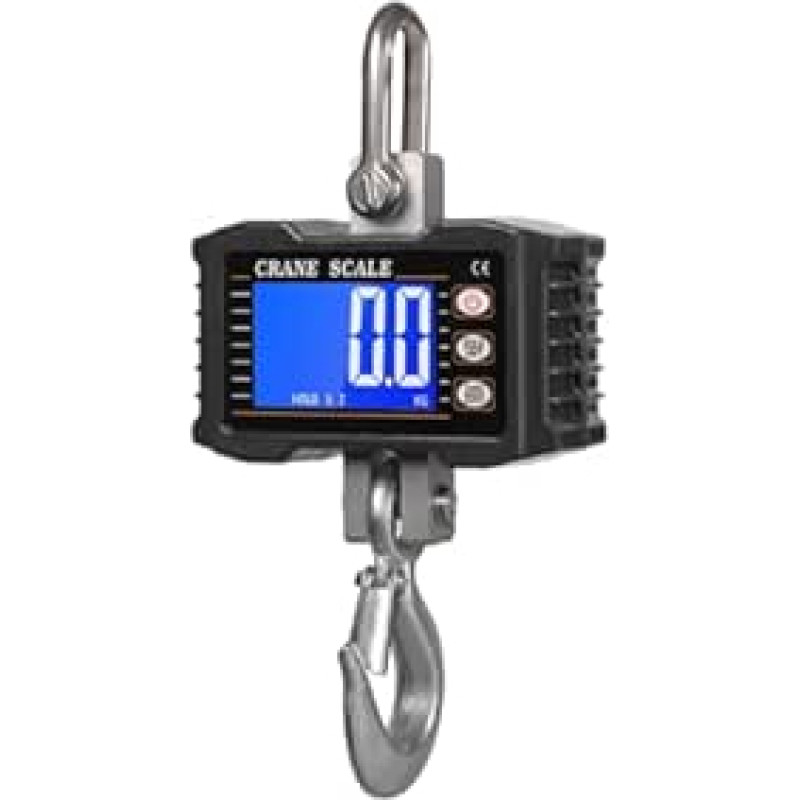 Skaitmeninė rankinė apkrova, 1000 kg/2204 lbs, Hochleistungs-Kranwaage, LCD-Hintergrundbeleleuchtung, industrielle Hakenwaageneinheit for Baustellen für Landwirtschaft, Viehzucht, Fabriken(Black)