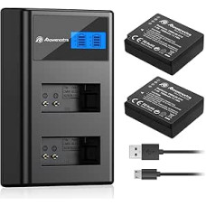 Powerextra Pakaitinis akumuliatorius Panasonic DMW BLG10 ir LCD dvigubas įkroviklis Panasonic Lumix DC GX9 TZ202 TZ96 TZ91 DMC TZ101 TZ81 GF6 GX7 GX80 LX100 S6 ir kt. 2 vnt.