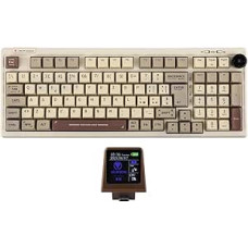 EPOMAKER RT100 ISO (italų kalba) Tastiera Meccanica Con Mini TV Personalizable 98-Key Gasket, Knob, 5000mAh, Hot-Swap, Bluetooth/2.4GHz/USB-C via Mac/PC/Game (IT Retro, Sea Salt Silent Switch)