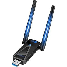 WLAN atmintinė, 1300Mbps WLAN adapteris kompiuteriui, 2,4 GHz/5 GHz dviejų dažnių internetas, USB 3.0 atmintinė, 2 x 5 dBi didelio stiprumo WiFi antenos, suderinama su Windows 11/10/8/7/Vista/XP Mac Linux