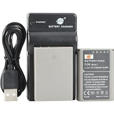 DSTE BLN-1 ličio jonų akumuliatorius (2 vnt.) ir Micro USB įkroviklis, tinkantis Olympus E-M1 E-M5