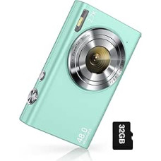 Skaitmeninis fotoaparatas, 1520P automatinio fokusavimo kompaktiškas fotoaparatas FHD 48MP Fotoaparatas Vlogging fotoaparatas su 2,8 colių ekranu, 32GB atminties kortele, 16X skaitmeniniu priartinimu, nešiojamas mini fotoaparatas vaikams