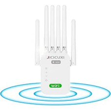 WLAN Amplifier, WiFi Repeater with 6 Antennas, LAN Connection, 5,000 m² Coverage & 50 Devices, Access Point Mode 1