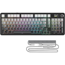 ATTACK SHARK X98PRO mechaninė žaidimų klaviatūra, BT/2.4G Wireless/USB-C, LED ekranas ir CNC mygtukas, RGB šoninis graviravimas, 98 klavišų 