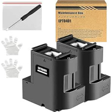 T04D1 / T04D100 techninės priežiūros dėžutė, suderinama su Epson ET-4850 ET-4856 ET-5150 ET-5170 ET-15000 ET-M1170 ET-M1180 ET-M2170 ET-M3180 Spausdintuvo techninės priežiūros dėžutė C1344ttT04D100 Likusio rašalo konteineris 2 pakuotės