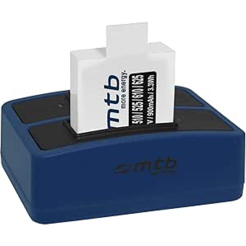 Akumuliatorius + dvigubas įkroviklis (USB) Rollei Actioncam AC 510, 525, 610, 625 - pridedamas micro USB kabelis (vienu metu galima įkrauti 2 akumuliatorius)