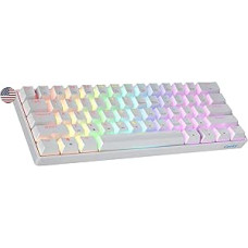 Geeky GK61 SE 60% Mechaninė žaidimų klaviatūra 61 klavišas su įvairiaspalviu RGB LED apšvietimu, skirta PC/Mac žaidėjams ANSI US American Layout (balta, mechaninė, juoda)