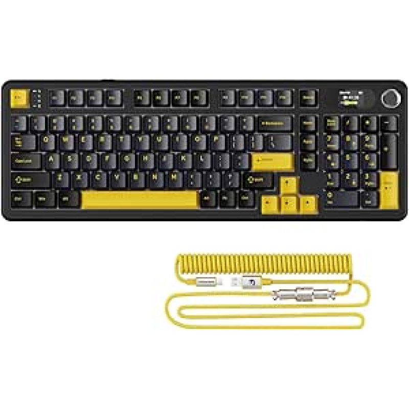 ATTACK SHARK X98PRO Gasket mechaninė žaidimų klaviatūra, BT/2.4G Wireless/USB-C, LED spalvotas ekranas ir CNC mygtukas, RGB apšvietimas, 98 klavišai, 
