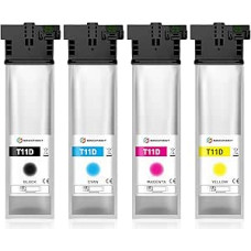 T11D kasetės Epson T11D1 T11D2 T11D3 T11D4 spausdintuvo kasetės, suderinamos su Epson Workforce Pro WF-C5390 WF-C5890 WF-C5390DW WF-C5390DN WF-C5890DWF BAM (4 vnt.)