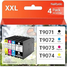 Suderinama rašalo kasetė 4 T9071 didelio našumo kasetės, suderinamos su T9071 T9072 T9073 T9074 Multipack, skirta Workforce Pro WF6090 WF6590 spausdintuvui (XL)