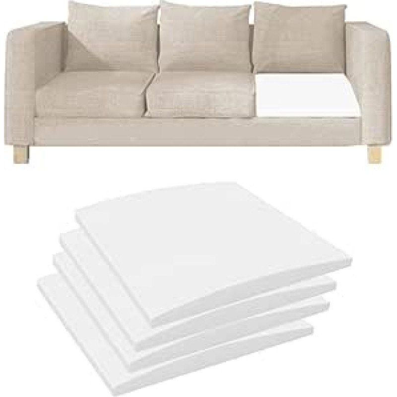 Sofos sofos sėdynės atrama, 50x50 cm didelio tankio putų plokštės 1/2/3/4 pakuotės sofos pagalvėlės palaikymo putų pagrindo remontas išlenktos putos (balta, 4)