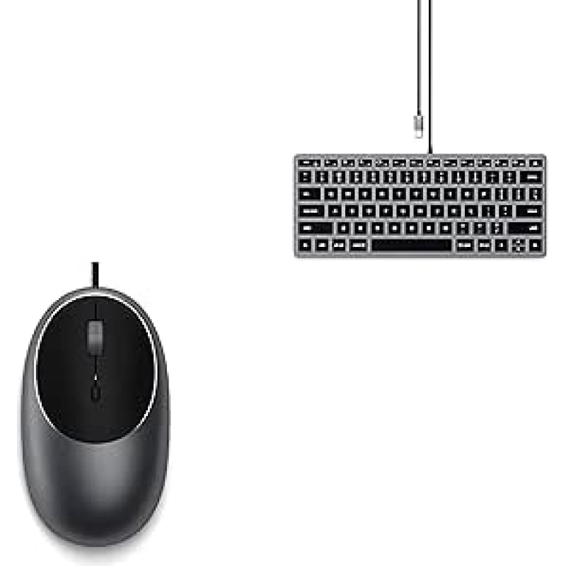 SATECHI Aliuminio C1 Kabelgebundene USB C Maus und Slim W1 Tastatur US QWERTY rinkinys
