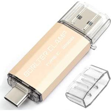 C tipo USB atmintinė 128 GB OTG 2 in 1 Memory Stick Dviejų prievadų USB 3.0 atmintinė su C jungtimi, skirta išmaniesiems telefonams, planšetiniams kompiuteriams ir kompiuteriams (auksinė)