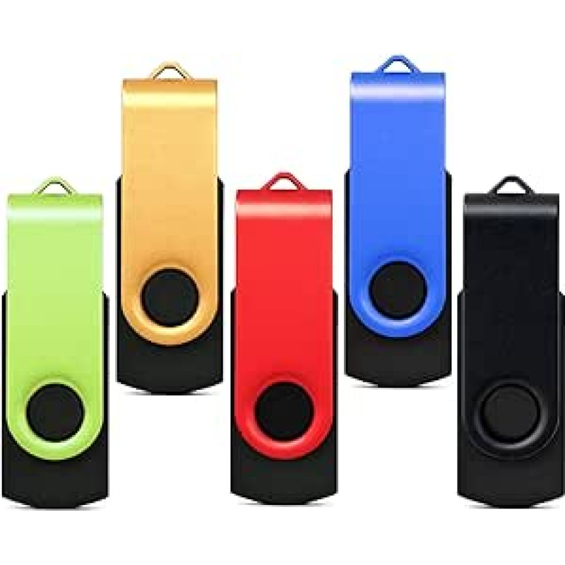 USB atmintinė 8 GB, 5 vnt., didelės spartos USB 2.0, įvairiaspalvė, besisukanti