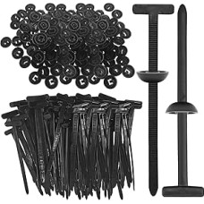 VEGCOO Kabelbinderschnalle, 50/100/200 Stück, nailonas, universali kabelbinderschnalle, selbstsichernd, universali nailoninė segtukas kabeliui užklijuoti, automatinis naudojimas, geros būklės (200)