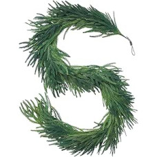 Kalėdų girlianda - tikroviška eglės girlianda, dirbtinės pušies šakos, 180 cm žalios spalvos, Norfolko kalėdinis vainikas, puikiai tinka Kalėdų dekoracijoms patalpose ir lauke, laiptų turėklams ir durims