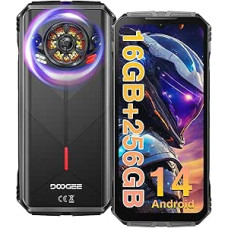 DOOGEE S PUNK Outdoor Mobile Phone Without Contract Android 14, 16GB + 256GB, 126dB Speaker, 50MP + 16MP Camera, 10800mAh/33W, 6.58 Inch FHD+ Outdoor Smartphone, Construction Site Mobile