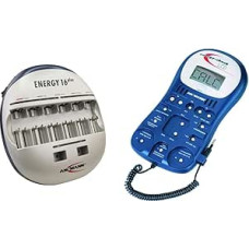 ANSMANN Energy 16 Plus Battery Charger - Charging Station for AAA, AA, C, D, 9V E-Block & EUR1485 Battery Tester Energy Check LCD - Reliable Professional Test Device with Digital Display for Capacity