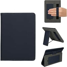 kwmobile Flip Case Compatible with 6-7 Inch eReader e-Reader - Case with Hand Strap and Stand - Cover 13 x 18.7 cm Dark Blue