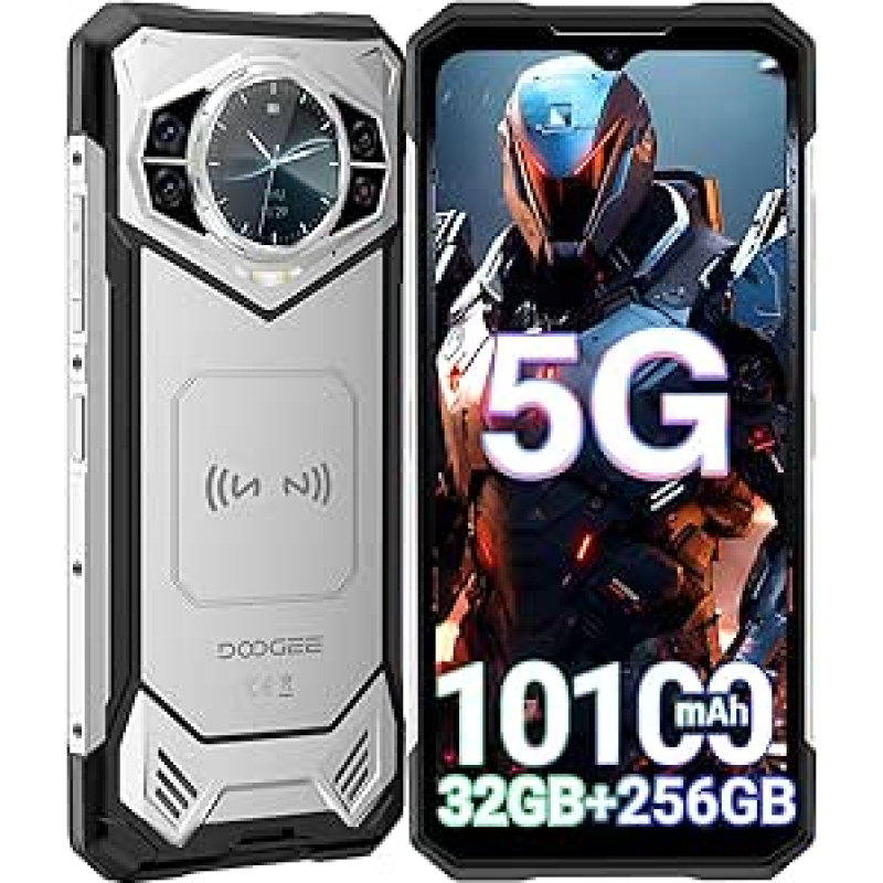DOOGEE S200 Lauko mobilusis telefonas be sutarties 5G Android 14, 32GB RAM + 256GB/2TB ROM Lauko išmanusis telefonas, 10100mAh (33W) statybvietės mobilusis telefonas, 6,72 colių FHD + 120Hz, 100MP + 20MP, Wifi6/IP68/IP69K/Dual SIM/NFC