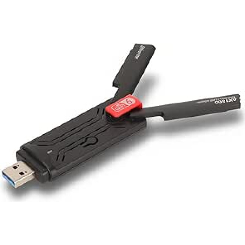 USB WiFi 6 adapteris kompiuteriui, 2.4G 5G dviejų juostų belaidžio tinklo adapteris su didelio stiprumo 3dbi antenomis, skirtas Win 10 11, USB3.0 1800Mb/s didelės spartos WiFi adapteris staliniam nešiojamajam kompiuteriui