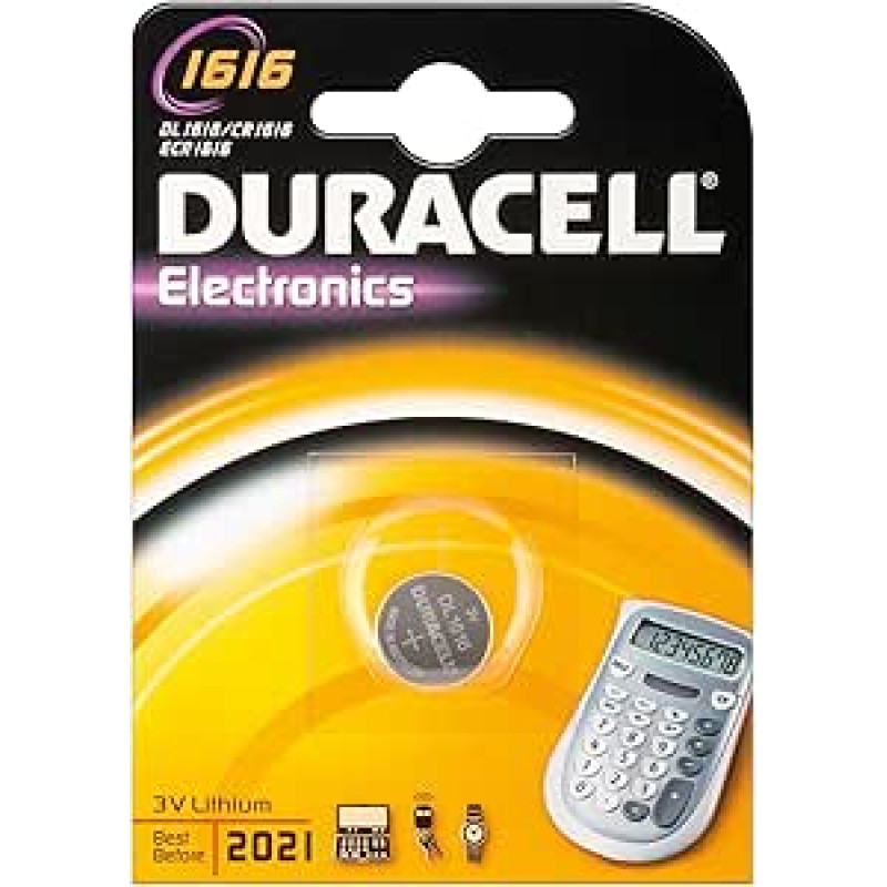 Duracell 1616 neįkraunama baterija - Baterijos (ličio, mygtukinės, CR1616, nerūdijančio plieno)