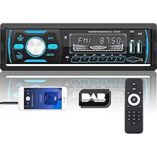 DAB + Car Radio with Bluetooth 1 DIN Digital Media Player Hands-Free Kit FM/AM/RDS Radio Car MP3 Player 4 x 50 W Two USB/AUX Input/SD/TF Card + Remote Control