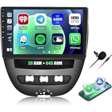 2G + 64G CAMECHO Android 13 automobilinis radijas Citroen C1/Peugeot 107/Toyota Aygo 2004-2014 m. su Navi Carplay Android Car, Double DIN automobilinis radijas su 10 colių ekranu Bluetooth RDS/FM MirrorLink ir USB