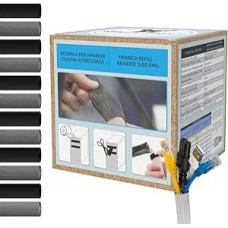 Expandable Cable Sleeve, Diameter 10 mm, Length 10 m x 4 (40 m Total) • For Cable Management and Cable Hiding • Perfect for Desk and TV • Grey • 4-Piece Mini Box Refill Set