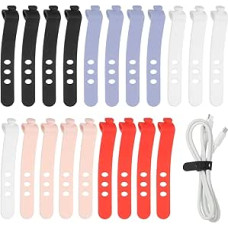 1 rinkinys Silikon-Kabelbinder, 3 Löcher, wiederverwendbare Gummikordel mit Verschlussschnalle, Mehrzweck-Kabelband für Zuhause, Büro, Reisen, 5 Farben