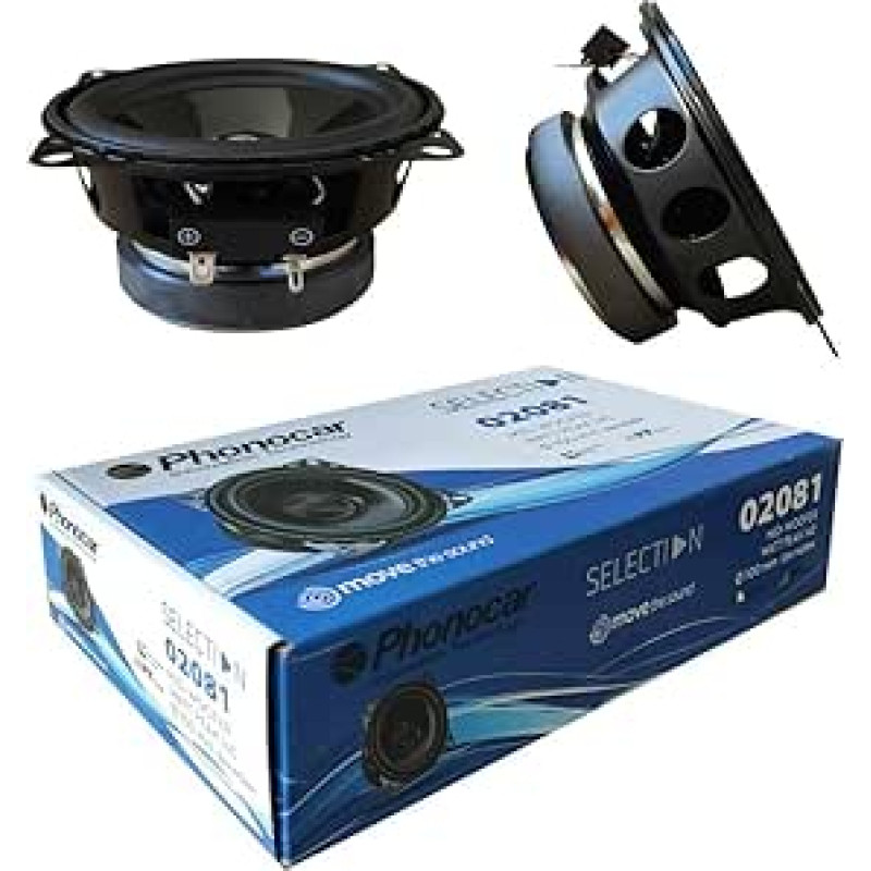 2 garsiakalbiai, suderinami su Phonocar SELECTION 02081 žemų dažnių garsiakalbiu 10,00 cm 100 mm 4 colių skersmens 50 W RMS 140 W Max 4 Ohm 90 dB SPL Automobilis už porą