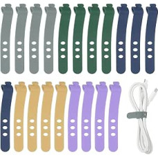 sourcing map 1 Set Silikon-Kabelbinder, 3 Löcher, wiederverwendbare Gummikordel mit Verschlussschnalle, Mehrzweck-Kabelriemen für Zuhause, Büro, Reisen, verschiedene Farben