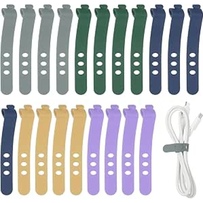 sourcing map 1 Set Silikon-Kabelbinder, 3 Löcher, wiederverwendbare Gummikordel mit Verschlussschnalle, Mehrzweck-Kabelriemen für Zuhause, Büro, Reisen, verschiedene Farben