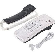 Laidinis fiksuotojo ryšio telefonas, fiksuotojo ryšio telefonas su paskutinio numerio pakartojimo funkcija, nešiojamasis sieninis telefonas, skirtas banko skambučiams namuose, viešbutyje ir biure (baltas)