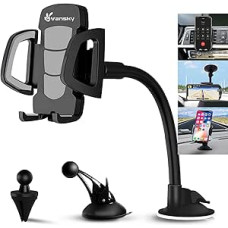 Car Phone Holder, Vansky 3-in-1 Car Phone Mount Air Vent Dashboard Windshield Phone Holder Cradle w/One Button Release and 360°Rotation Freely Adjustable for iPhone X/8/7/7 Plus/6,LG,Sony,HTC,Huawei