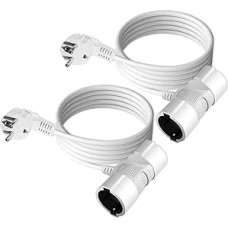 Dvigubo kištuko ilgintuvas, 2 ilgintuvų pakuotė, ilgintuvas su dvigubu lizdu, maksimali galia 3500 W, skirtas namų ūkiui, biurui ir daugialypės terpės programoms, baltos spalvos