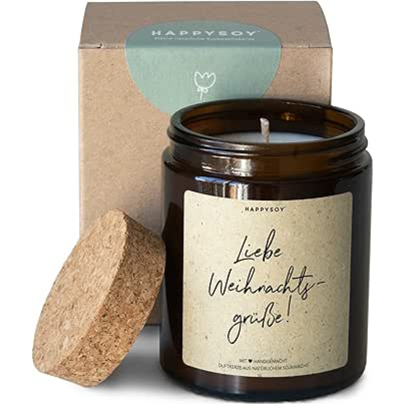 Kalėdinis sveikinimas Dovanų kvapioji žvakė stiklinėje stiklinėje, pagaminta iš sojos - rankų darbo, be plastiko - tvari dovanų idėja moterims vyrams - Kalėdų puošybos idėja - merginai Tėvai Mama Tėtis