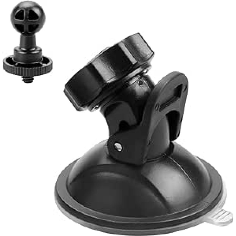 Automobilinis siurbtuko laikiklis - 360° reguliuojamas priekinio stiklo laikiklis, saugus GPS ir veiksmo kameros laikiklis su apsauga nuo vibracijos, išbandytas Didžiojoje Britanijoje (juodas)