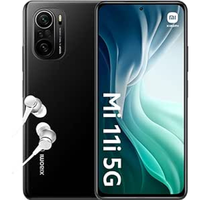 XIAOMI Mi 11i 5G išmanusis telefonas + ausinės (6,81 colių AMOLED + AdaptiveSync, 8+128GB, 108MP OIS triguba priekinė + 20MP priekinė kamera, dvi 5G SIM kortelės, 