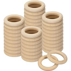 QUARKZMAN Pakuotė 50 55 mm (2,2 colio) natūralaus medžio žiedų 10 mm storio lygūs nebaigti mediniai apskritimai, skirti rankų darbo mezgimui Macrame pakabukas