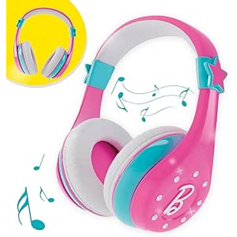 Lisciani - Barbie Fashion Bluetooth ausinės - Barbie ausinės vaikams nuo 4 metų - Vaikiški garso priedai - Rožinės spalvos - Reguliuojamas patogumas - Belaidis ryšys - Barbie gerbėjams