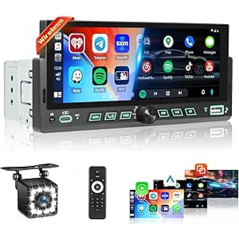 Roinvou 1 DIN radijo imtuvas 6,86 colių belaidis 