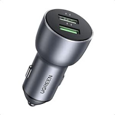 UGREEN 36 W automobilinis įkroviklis Quick Charge 3.0 2 prievadų USB dvigubas greitasis įkroviklis Cigarečių žiebtuvėlis QC adapteris, suderinamas su Galaxy S21, S20, S10, A51, Note 10, Redmi Note 9, iPhone 12 Pro ir kt.