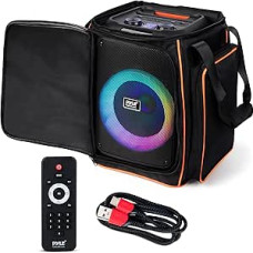 Pyle Partybox Bluetooth Speaker Large - 100 W, LED Light Show, Powerful Bass, EQ, TF, AUX, with Remote Control & Bag, Quick Charging, Ideal for Parties & Festivals